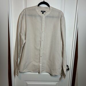 Women’s Express Linen Blend Cream Button-Up Shirt - Size XL